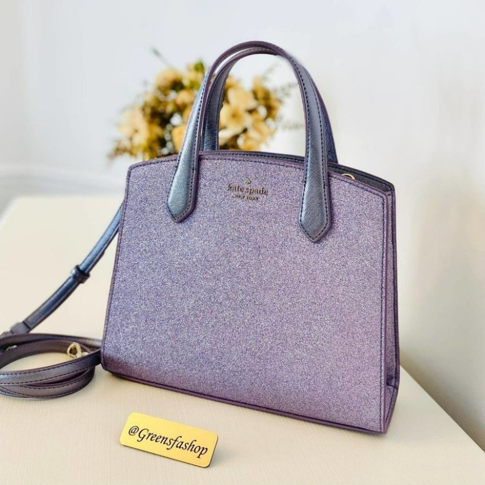 Kate spade purse tinsel glitter satchel handbag - Picture 3 of 11